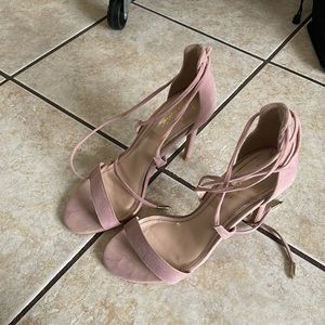 Lulus dusty rose wrap heels